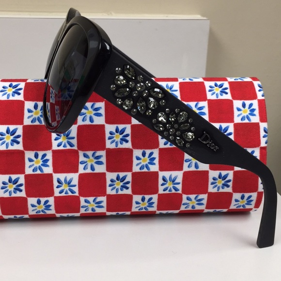 Christian Dior Black Crystal Embellished Sunglasses New Never Used - Picture 1 of 8